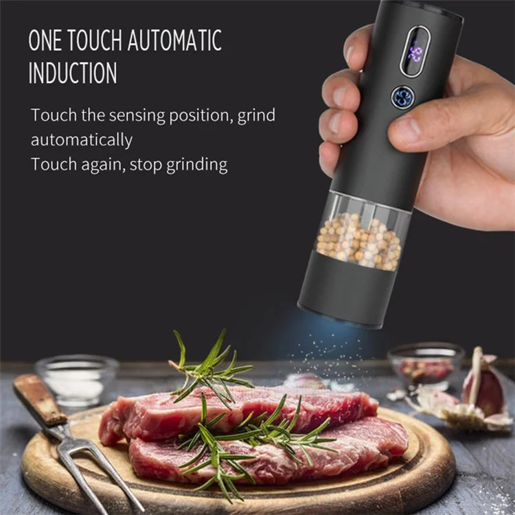 SW-EG01 Salt Pepper Grinder Battery Powered Automatic Mill Grinder One Hand Operation Pepper Grinder with LED Light (BPA-Free, without FDA Certification)