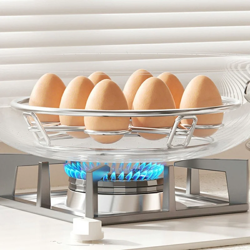 Stainless Steel Steaming Rack 8-Ring Design Thickened Solid Water Separator Egg Steamer Stand for Home