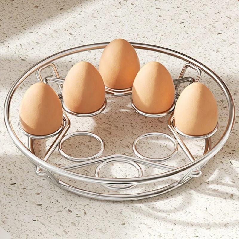 Stainless Steel Steaming Rack 8-Ring Design Thickened Solid Water Separator Egg Steamer Stand for Home