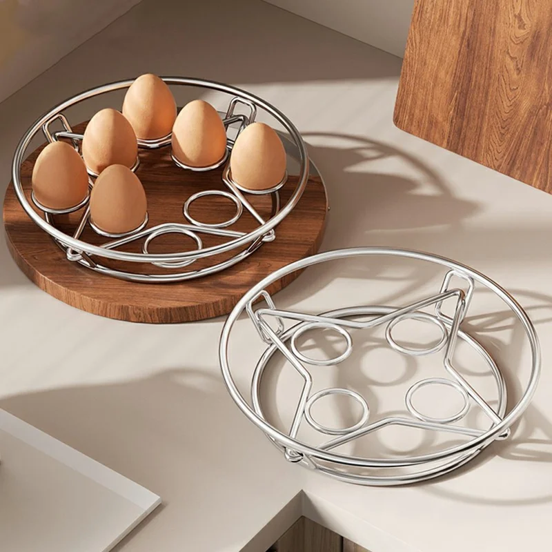 Stainless Steel Steaming Rack 8-Ring Design Thickened Solid Water Separator Egg Steamer Stand for Home