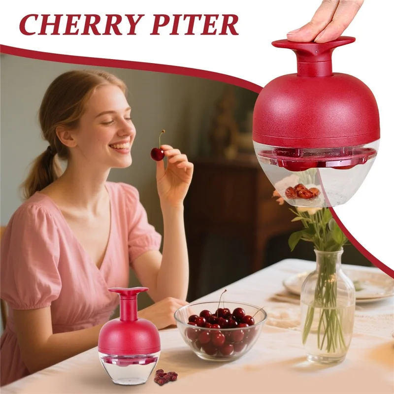 4-Hole Press Cherry Pitter Cross Pitting Column Fruit Stone Remover Strong Spring Auto-Rebound for Home (No FDA)