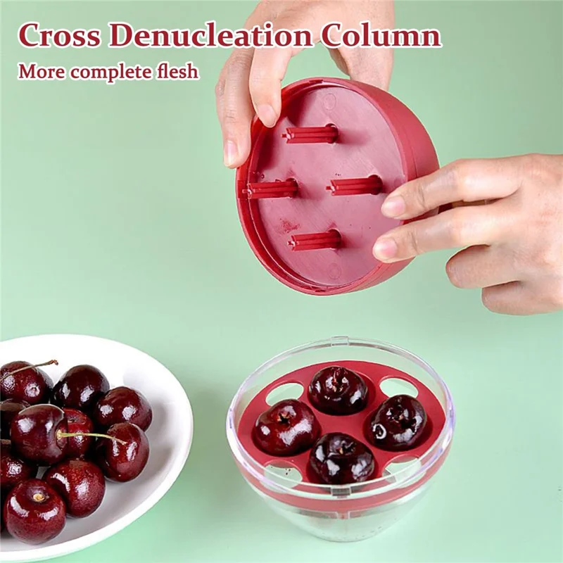 4-Hole Press Cherry Pitter Cross Pitting Column Fruit Stone Remover Strong Spring Auto-Rebound for Home (No FDA)