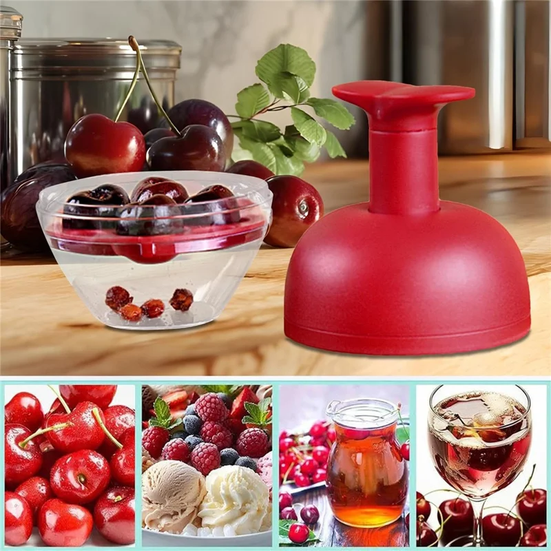 4-Hole Press Cherry Pitter Cross Pitting Column Fruit Stone Remover Strong Spring Auto-Rebound for Home (No FDA)