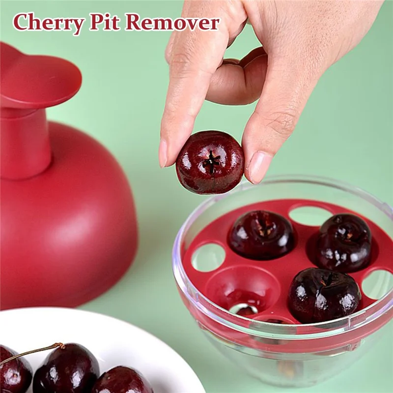 4-Hole Press Cherry Pitter Cross Pitting Column Fruit Stone Remover Strong Spring Auto-Rebound for Home (No FDA)