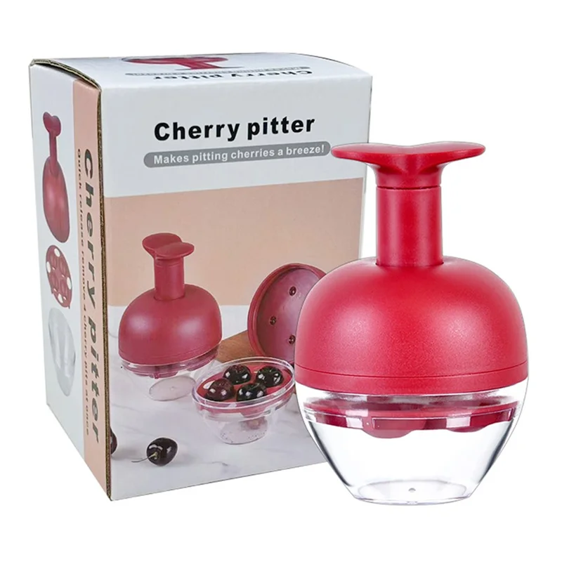 4-Hole Press Cherry Pitter Cross Pitting Column Fruit Stone Remover Strong Spring Auto-Rebound for Home (No FDA)