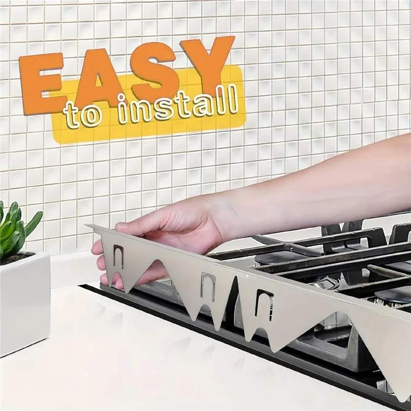 2Pcs Stainless Steel Stove Gap Cover 35-69cm Extendable Kitchen Counter Gap Filler - Silver