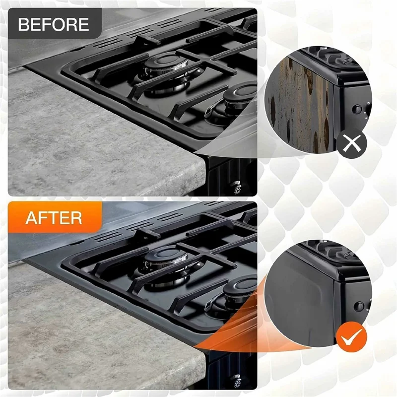 2Pcs Stainless Steel Stove Gap Cover 35-69cm Extendable Kitchen Counter Gap Filler - Silver