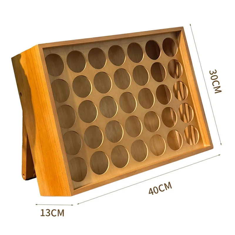 40x30x13cm Wooden Spice Rack 35-Grid Desktop Wall Mount Organizer Holder Stand