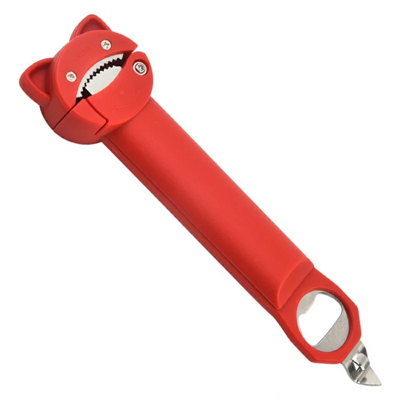 Multifunktions-Flaschenöffner mit verstellbarem Griff, rostfreier Stahl, magnetische Wandhalterung, zum Öffnen von Bierflaschen, Gläsern und Dosen – Rot