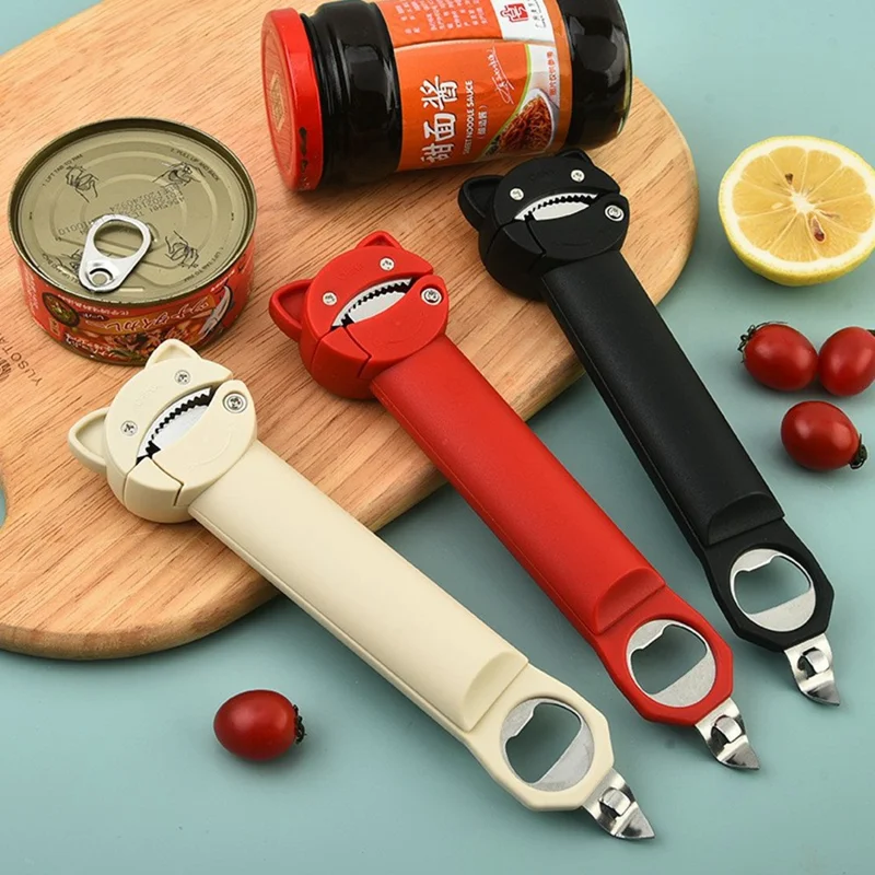 Multifunktions-Flaschenöffner mit verstellbarem Griff, rostfreier Stahl, magnetische Wandhalterung, zum Öffnen von Bierflaschen, Gläsern und Dosen – Rot