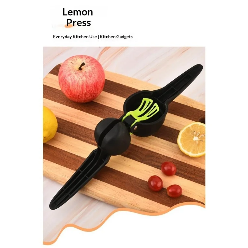 Manuel citronpress til køkken, citruspresse, frugtsaftudvinding til citron, lime, appelsin - Sort