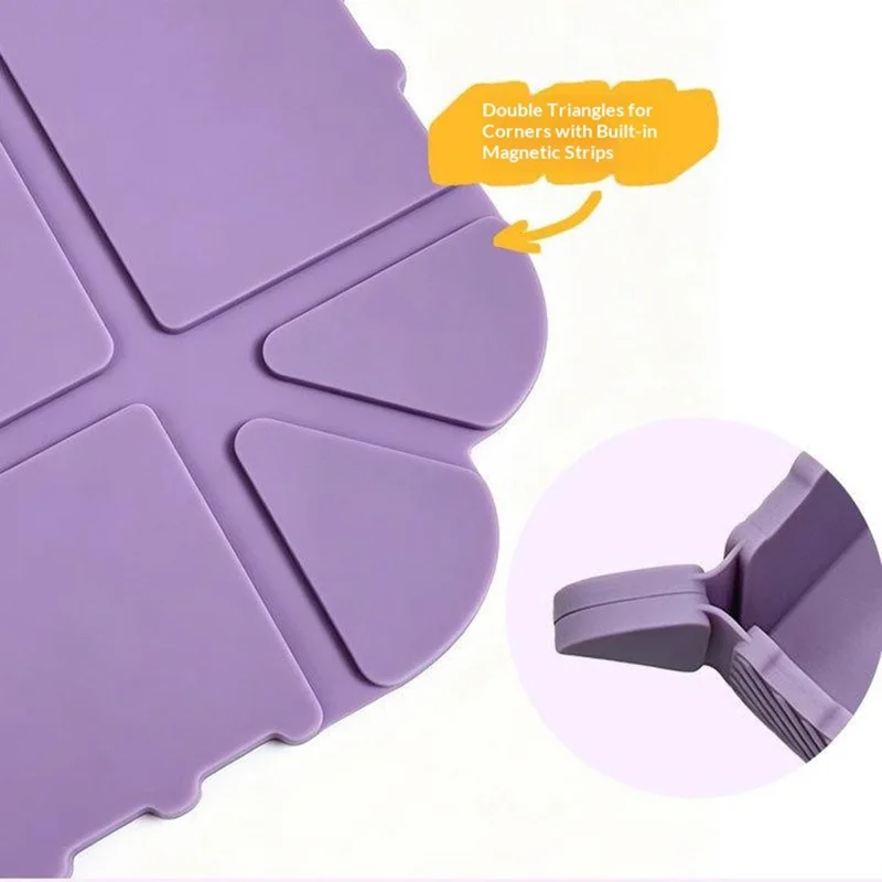 Silicone Folding Storage Box Heat Resistant Non-Slip Mat for Dining Table Kitchen (without FDA Certification, BPA Free) - Purple