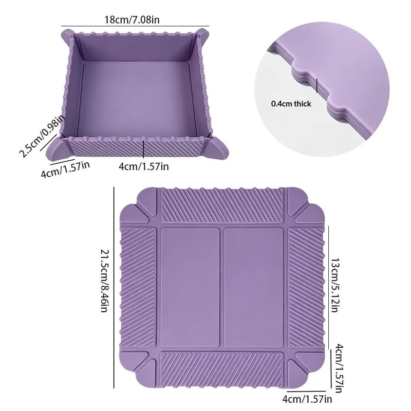 Silicone Folding Storage Box Heat Resistant Non-Slip Mat for Dining Table Kitchen (without FDA Certification, BPA Free) - Purple