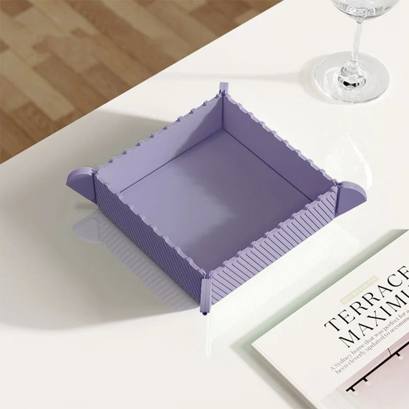 Silicone Folding Storage Box Heat Resistant Non-Slip Mat for Dining Table Kitchen (without FDA Certification, BPA Free) - Purple