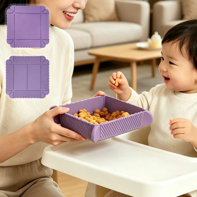 Silicone Folding Storage Box Heat Resistant Non-Slip Mat for Dining Table Kitchen (without FDA Certification, BPA Free) - Purple