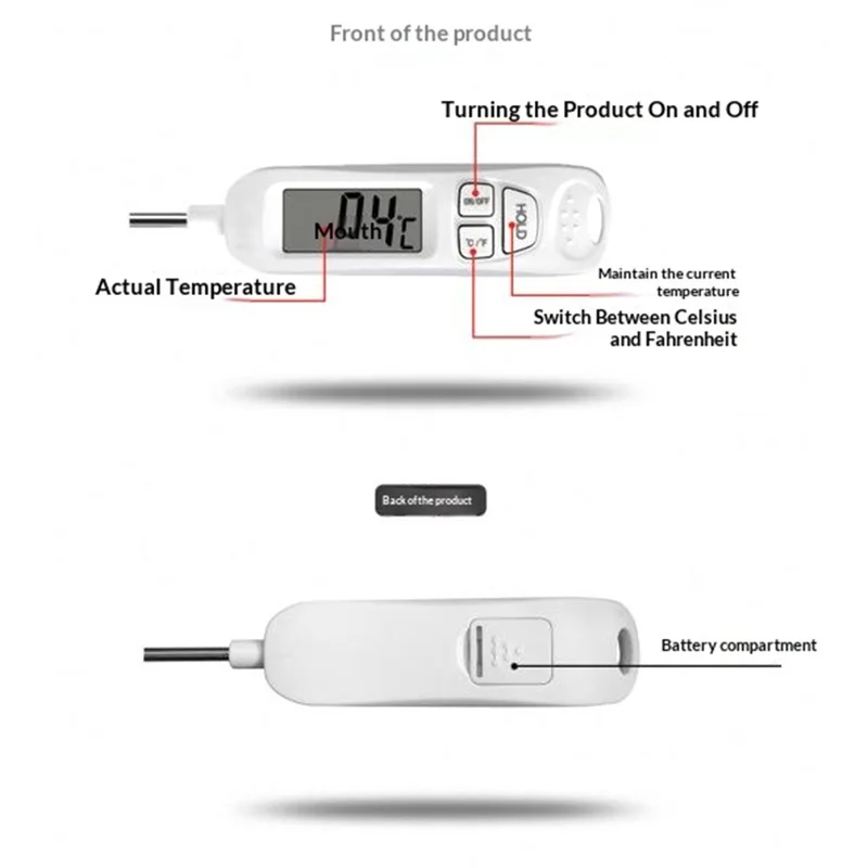 Termometro Digitale a Sonda B0713, Lettura Veloce in 5s, Display LCD, Funzione HOLD per BBQ, Cottura, Grigliata (Senza BPA, Senza FDA) - Bianco