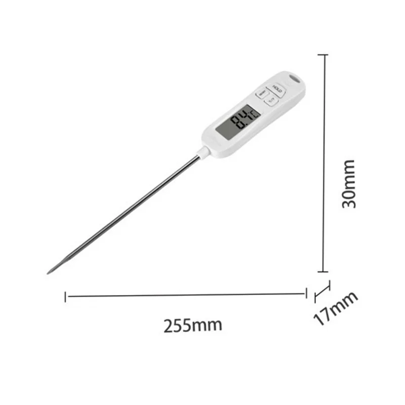 Termometro Digitale a Sonda B0713, Lettura Veloce in 5s, Display LCD, Funzione HOLD per BBQ, Cottura, Grigliata (Senza BPA, Senza FDA) - Bianco