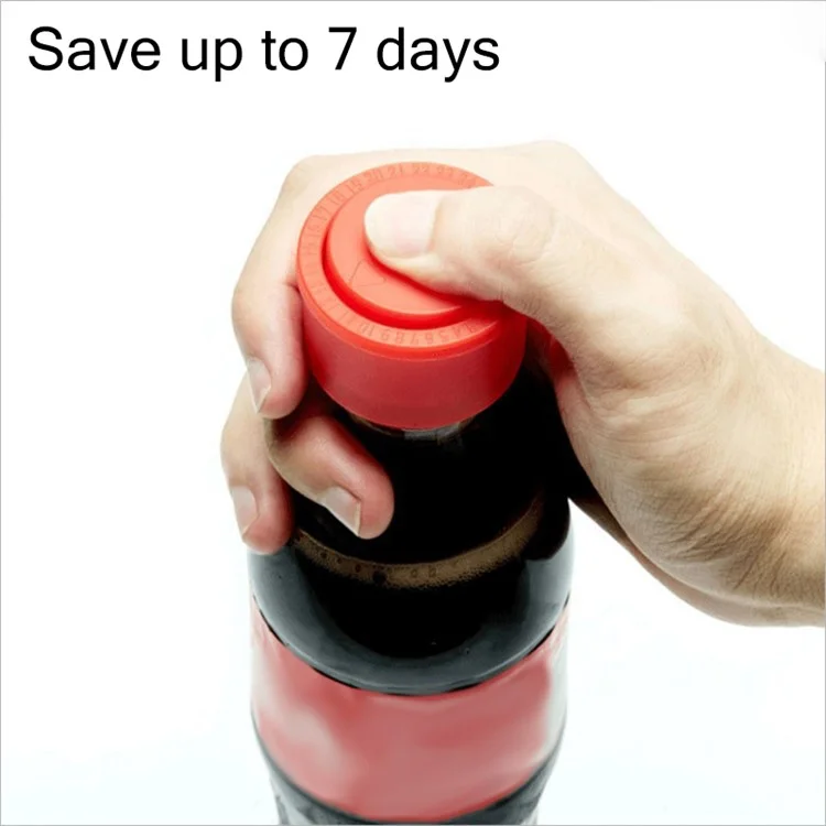 KLG01 Fizzy Drink ABS Pressing Inflate Cap Sealer Carbonated Beverage Bottle Stopper Saver (No FDA Certification, BPA Free) - Rojo