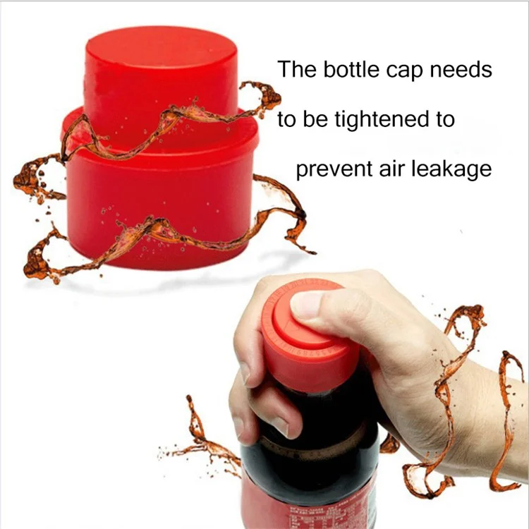 KLG01 Fizzy Drink ABS Pressing Inflate Cap Sealer Carbonated Beverage Bottle Stopper Saver (No FDA Certification, BPA Free) - Rojo