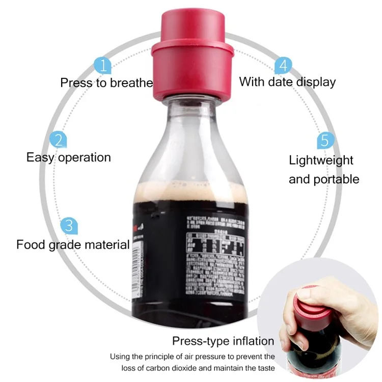 KLG01 Sprudeliges Getränk ABS Pressend Aufblasen Versiegeler Kohlensäure Getränkeflaschen Stopper Sparer (keine FDA -zertifizierung, BPA Frei) - Schwarz