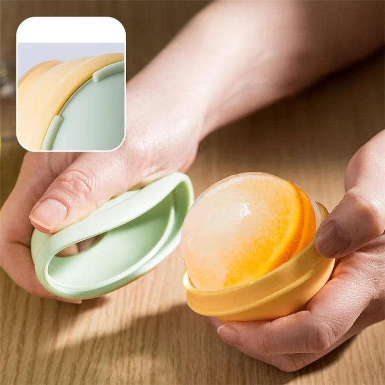 AAB061 Soft TPR+PP Round Ice Cube Mold Ice Ball Maker Whiskey Ice Mold for Drinks, Cocktails (BPA-Free, No FDA Certified) - Green