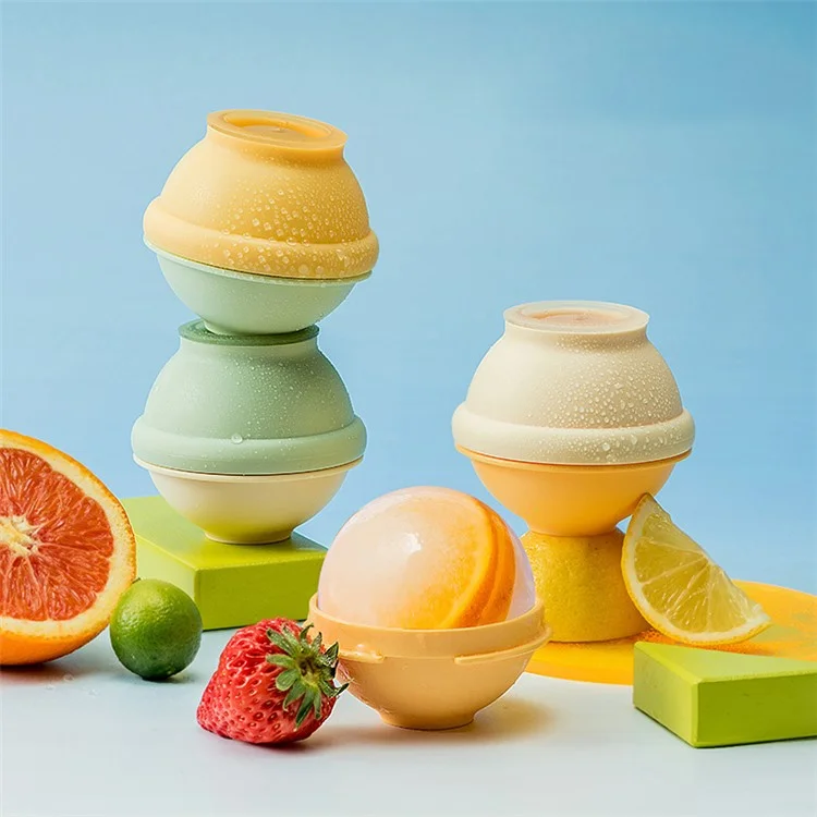 AAB061 Soft TPR+PP Round Ice Cube Mold Ice Ball Maker Whiskey Ice Mold for Drinks, Cocktails (BPA-Free, No FDA Certified) - Green