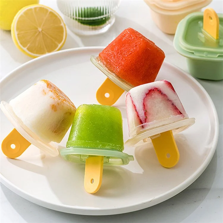 AAB060 3 pièces / Ensemble Été DIY Ice Cube Jelly Yogurt Popsicle Maker Moule avec Couvercle et Bâton (Sans BPA, Pas de Certificat FDA) - Matcha Green