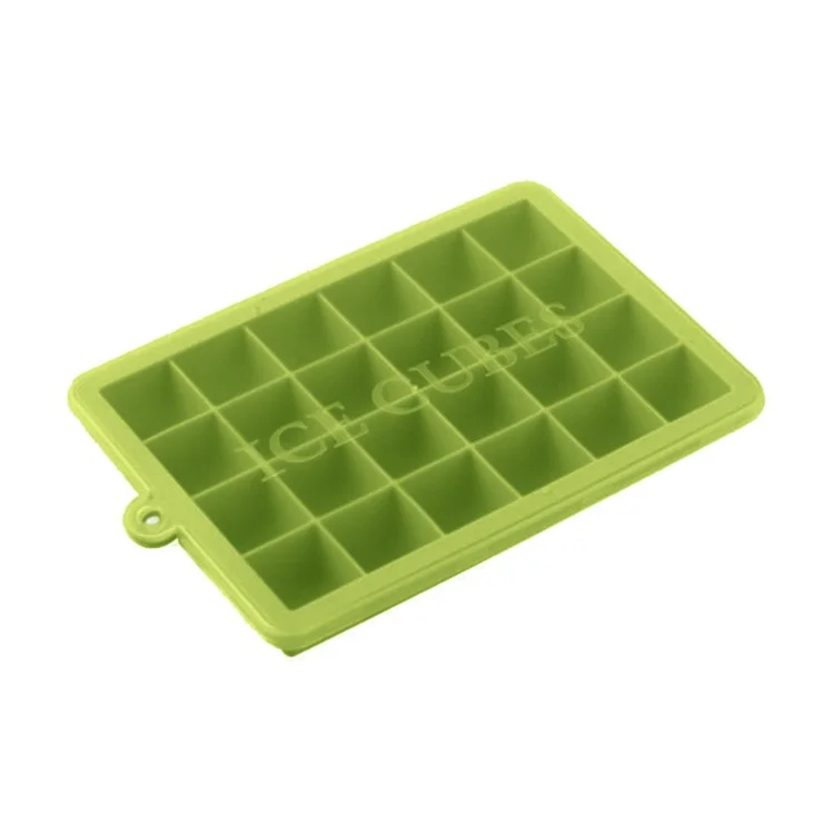 DS11127 Ice Cube Tray Silicone 24-Grid Ice Cube Mold Square Ice Maker for Cold Drinks (BPA-Free, FDA Certified) - Green