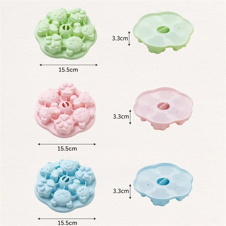 DS11129 Cute 3D Bear Shaped Ice Mold Silicone Ice Cube Tray Ice Ball Maker with Lid for DIY Cold Drinks (BPA-Free, FDA Certified) - Blue