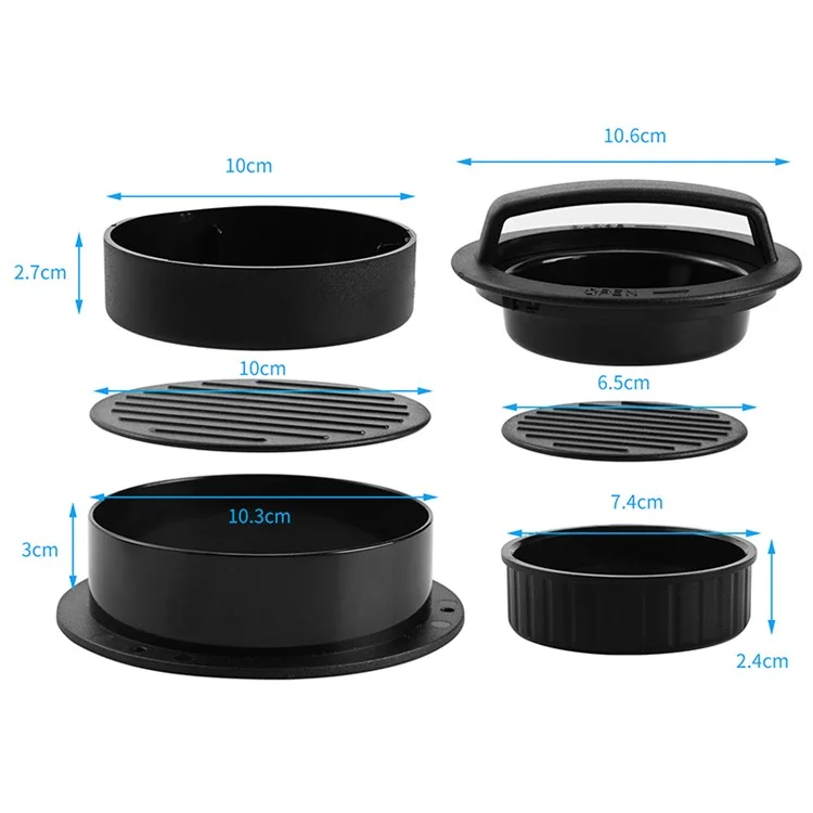6Pcs / Set Hamburger Press Meat Pie Press Stuffed Burger Mold Maker Patty Pastry Tools (BPA Free, No FDA Certificate)