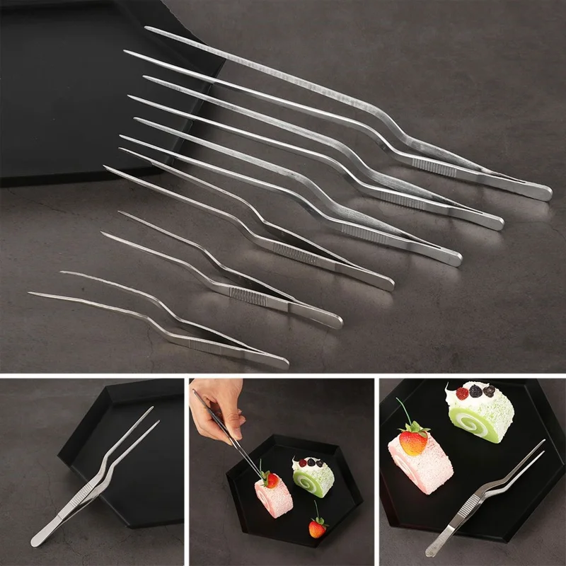 23CM Food-Safe Kitchen Tweezers 304 Stainless Steel Cooking Tongs for Baking Decorating (BPA-Free, No FDA Certified)