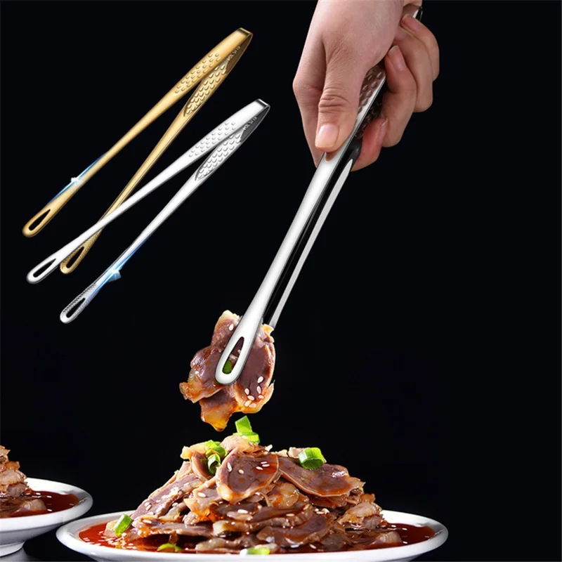 Korean Japanese BBQ Tong 304 Stainless Steel Grill Tong Kitchen Tweezer Cooking Clamp (BPA-Free, No FDA Certified), Size: S - Silver