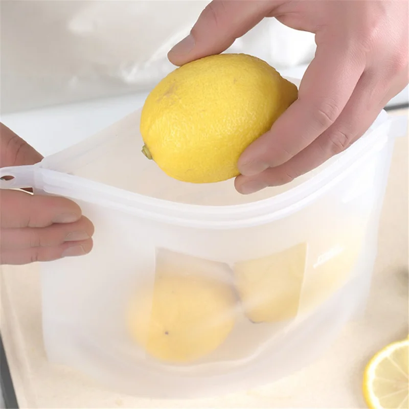 500ML Reusable Freezer Bag Food-Grade Silicone Meat Fruit Snack Storage Bag Picnic Sandwich Pouch (BPA-free, No FDA Certified), Size: S
