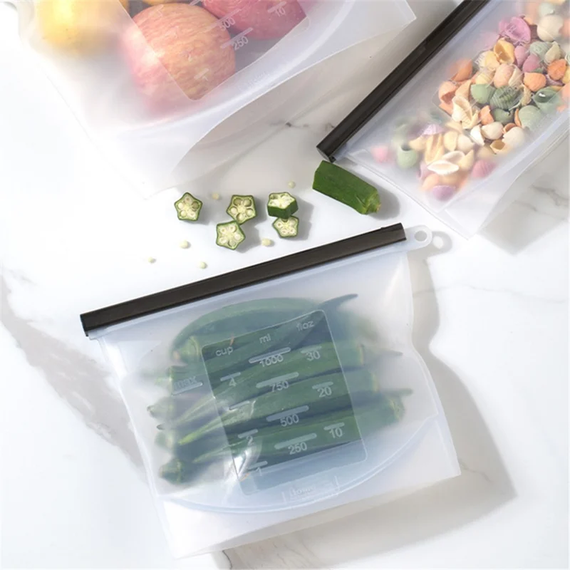 500ML Reusable Freezer Bag Food-Grade Silicone Meat Fruit Snack Storage Bag Picnic Sandwich Pouch (BPA-free, No FDA Certified), Size: S
