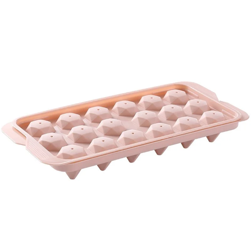 2Pcs Ice Ball Mold with Drain Hole PP Ice Cube Tray Ice Making Mold (BPA Free, No FDA Certificate) - Pink / Rhombus