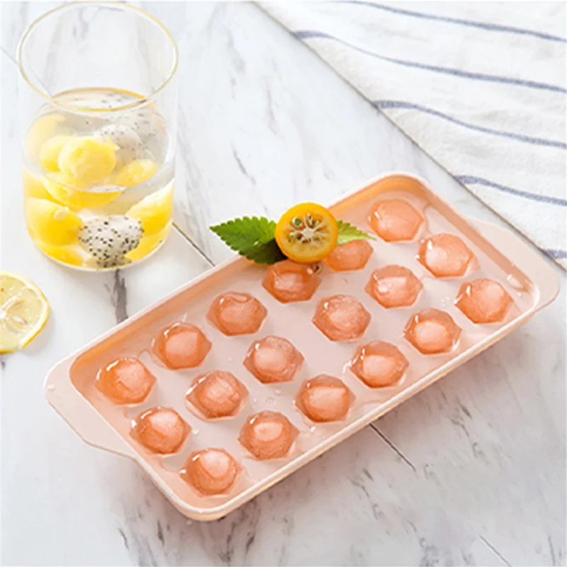 2Pcs Ice Ball Mold with Drain Hole PP Ice Cube Tray Ice Making Mold (BPA Free, No FDA Certificate) - Pink / Rhombus