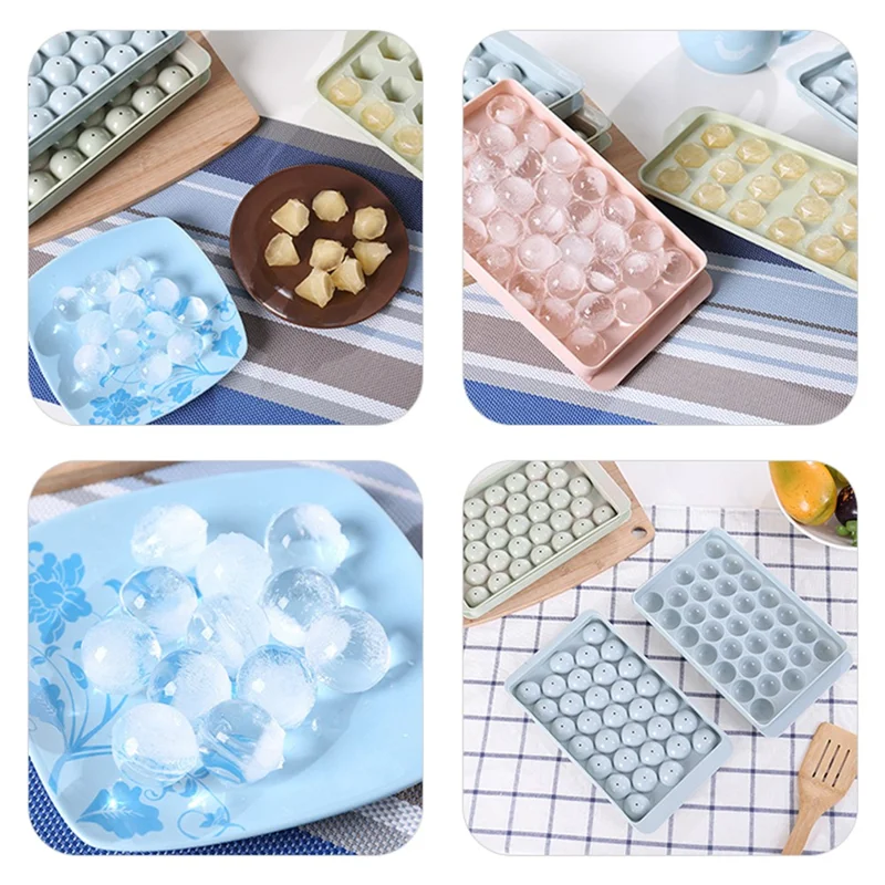 2Pcs Ice Ball Mold with Drain Hole PP Ice Cube Tray Ice Making Mold (BPA Free, No FDA Certificate) - Pink / Rhombus