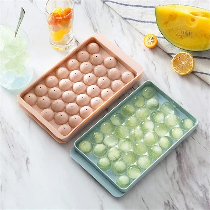 2Pcs Ice Ball Mold with Drain Hole PP Ice Cube Tray Ice Making Mold (BPA Free, No FDA Certificate) - Blue / Round