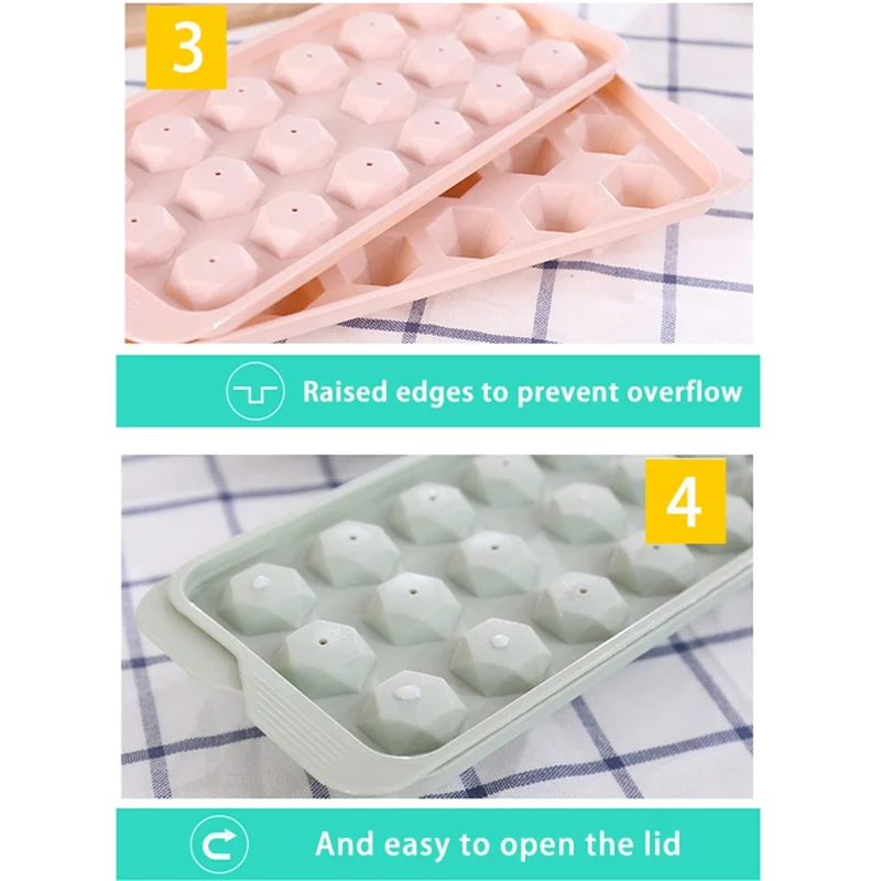 2Pcs Ice Ball Mold with Drain Hole PP Ice Cube Tray Ice Making Mold (BPA Free, No FDA Certificate) - Blue / Round