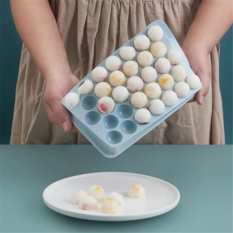 2Pcs Ice Ball Mold with Drain Hole PP Ice Cube Tray Ice Making Mold (BPA Free, No FDA Certificate) - Blue / Round