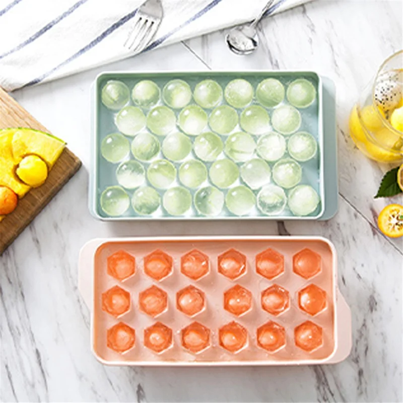 2Pcs Ice Ball Mold with Drain Hole PP Ice Cube Tray Ice Making Mold (BPA Free, No FDA Certificate) - Blue / Round