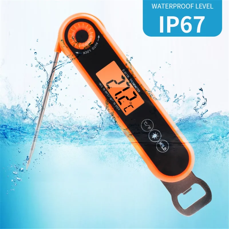 TS-6603 Foldable Kitchen Oven Thermometer Waterproof Food Meat Temperature Measurement Tool (BPA Free, FDA Certified)