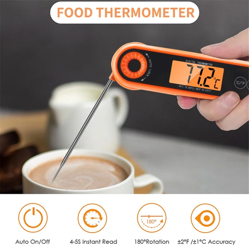 TS-6603 Foldable Kitchen Oven Thermometer Waterproof Food Meat Temperature Measurement Tool (BPA Free, FDA Certified)