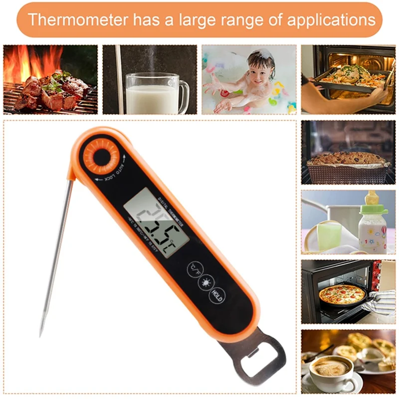 TS-6603 Foldable Kitchen Oven Thermometer Waterproof Food Meat Temperature Measurement Tool (BPA Free, FDA Certified)
