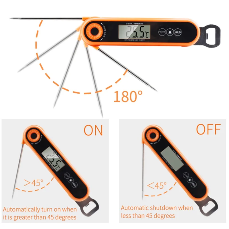TS-6603 Foldable Kitchen Oven Thermometer Waterproof Food Meat Temperature Measurement Tool (BPA Free, FDA Certified)