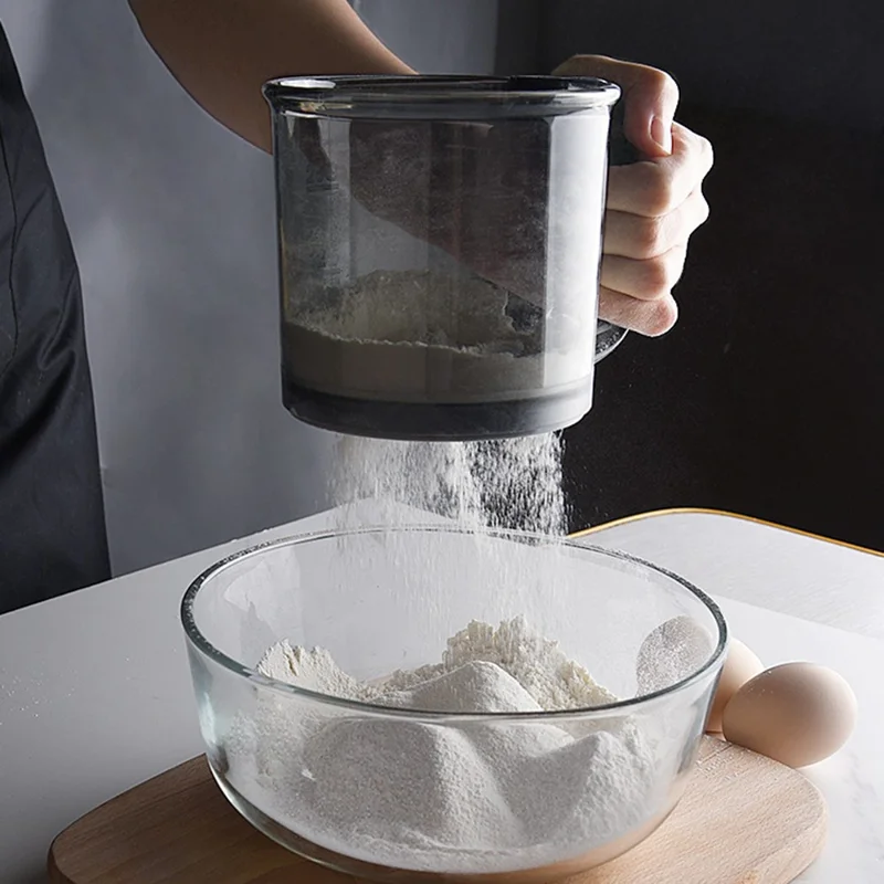 Kitchen Baking Flour Sifter Cup PP+Stainless Steel+PS Handheld Sieve Bakery Tool (BPA-Free, No FDA Certified)