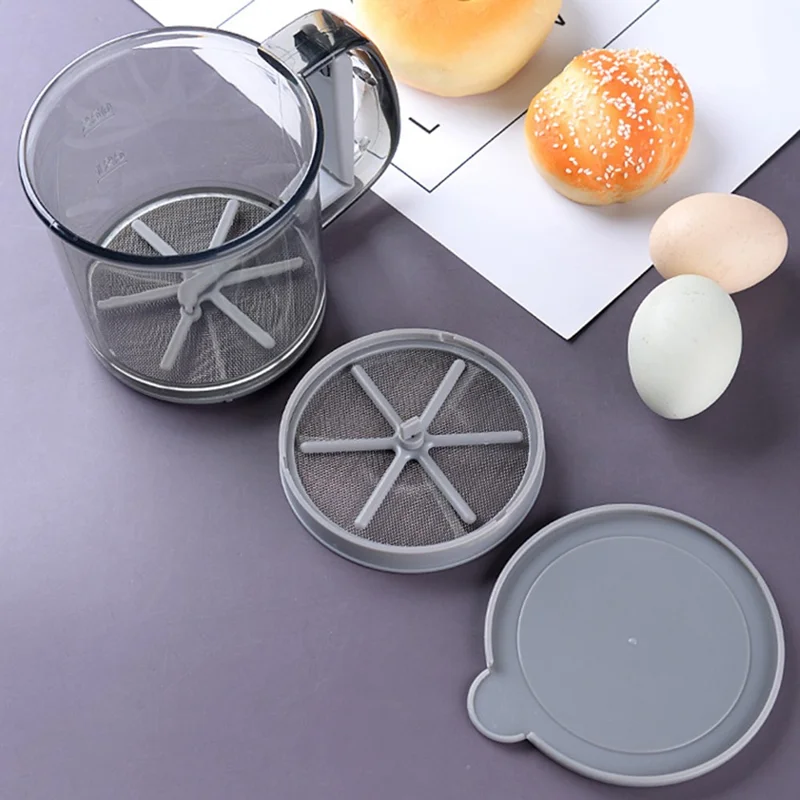 Kitchen Baking Flour Sifter Cup PP+Stainless Steel+PS Handheld Sieve Bakery Tool (BPA-Free, No FDA Certified)