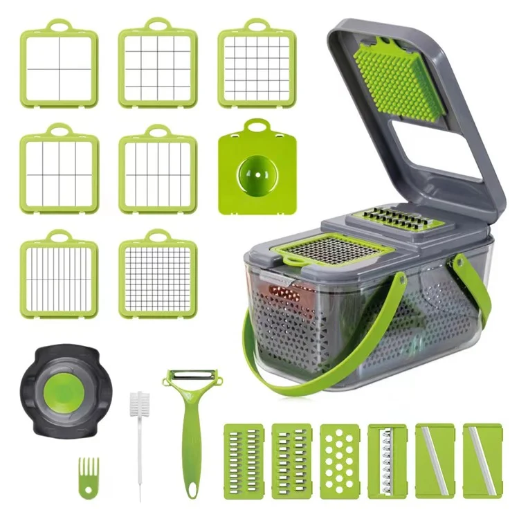 22 in 1 Kitchen Multifunctional Vegetable Chopper Cutter Fruit Slicer Grater Shredders Drain Basket (BPA Free, FDA Certified)