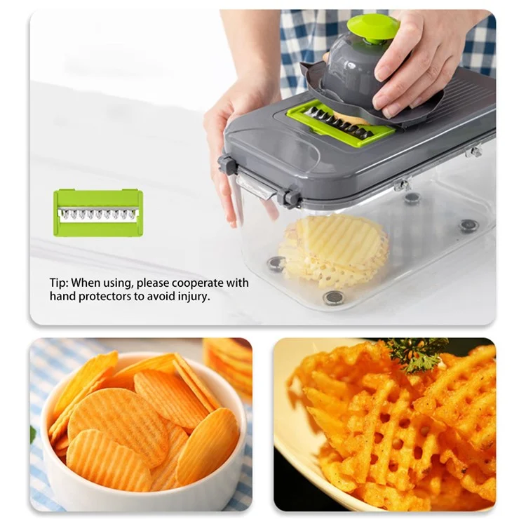 22 in 1 Kitchen Multifunctional Vegetable Chopper Cutter Fruit Slicer Grater Shredders Drain Basket (BPA Free, FDA Certified)