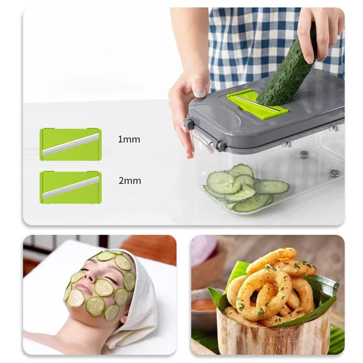 22 in 1 Kitchen Multifunctional Vegetable Chopper Cutter Fruit Slicer Grater Shredders Drain Basket (BPA Free, FDA Certified)